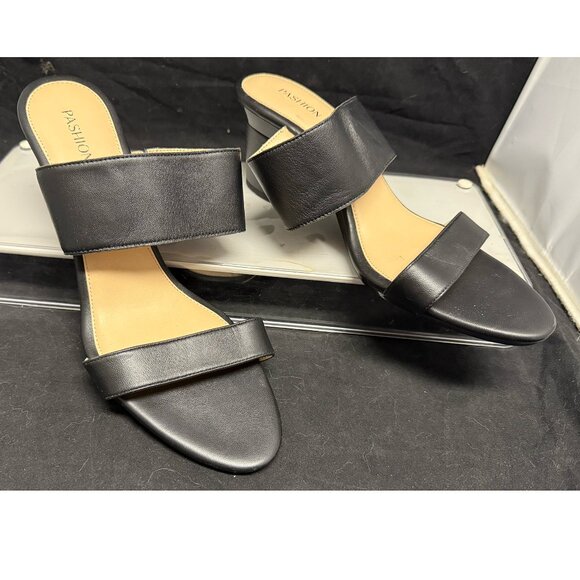Pashion FootWear Convertible Heels Black Slides Size 10 with Assorted Heels - Picture 1 of 16